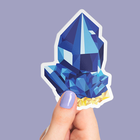 Blue Sapphire Crystal Premium Vinyl Sticker, Gift for Virgo,  Bohemian Art Laptop Decal, Stocking Stuffer